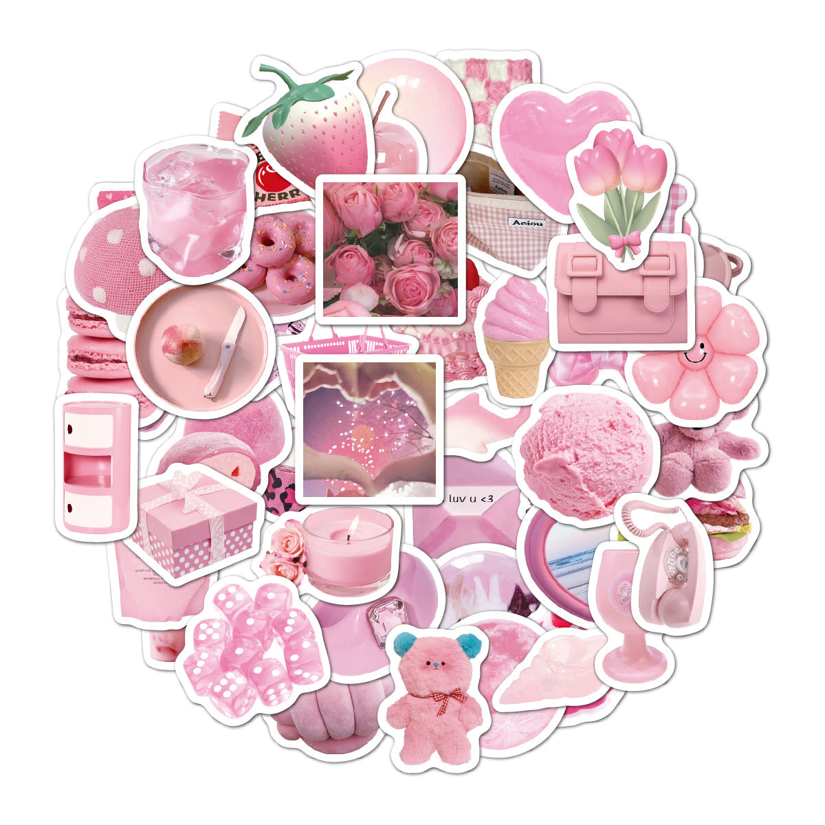 Wholesale 50pcs/pack Pink Stickers